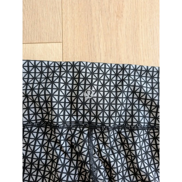 LULULEMON Wunder Under Pant Full-On Luon Tri Geo Silver Spoon Black Size 10 RARE - Picture 2 of 14